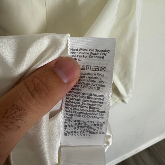 Madewell Silk Utility-Pocket Button-Up Shirt WMNS S Cream Long Sleeve Oversized - Picture 10 of 11